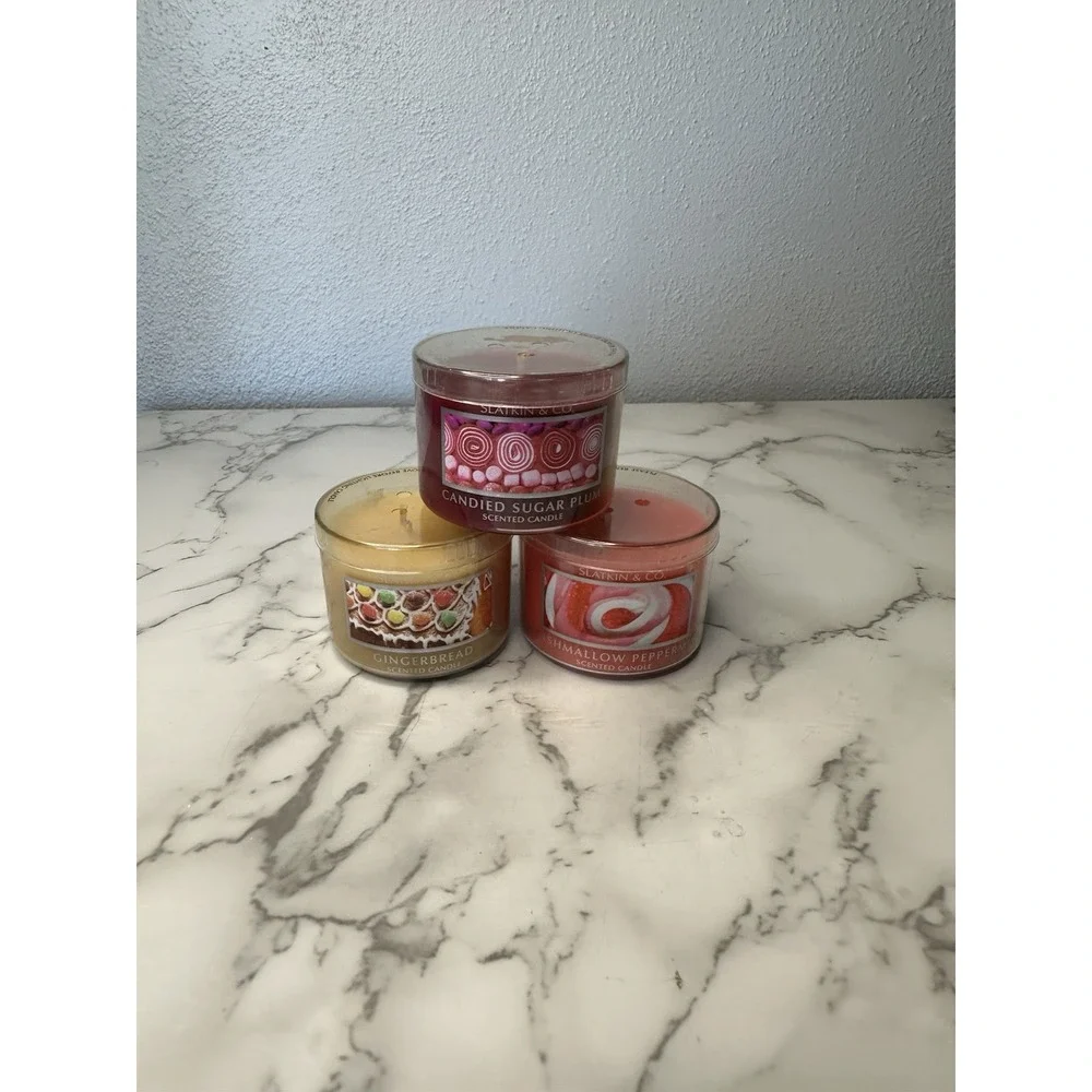 3 Bath & Body Slatkin &‎ Co Mini Holiday Scent Candles. Gingerbread. 1.6oz